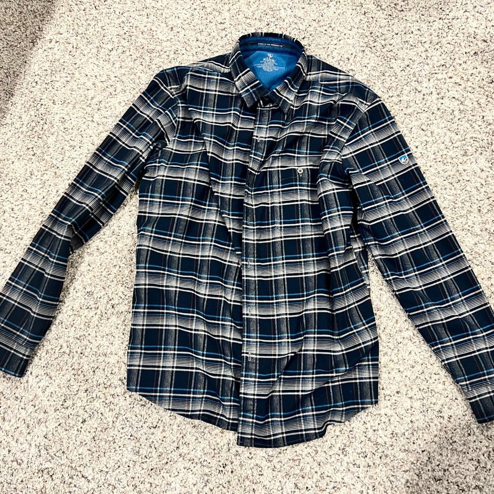 Kuhl men's flannel XL blue plaid